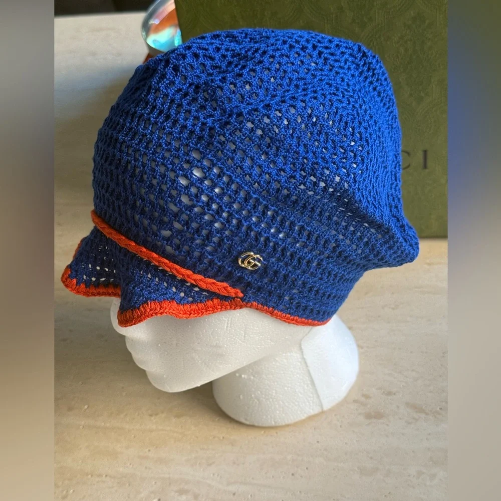 NWT GUCCI Tricot Cotton Hat– GG Logo